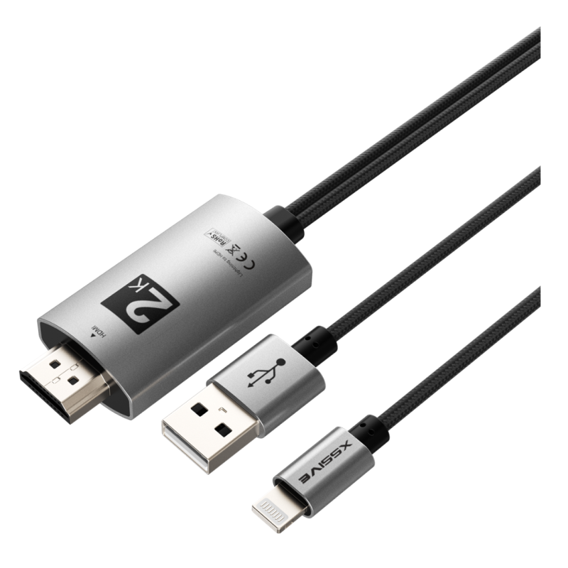 Adaptateur 8-Pin vers HDMI Mâle 2M+USB-A 1M XSSIVE - XSS-HD04 — Accessoire · Smarty Paris 18e